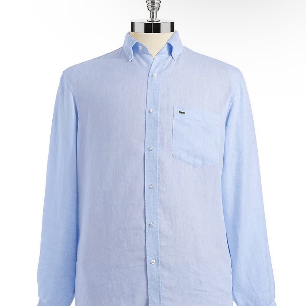 NWT Men’s Lacoste Blue Oxford Button Down, Size 42-L